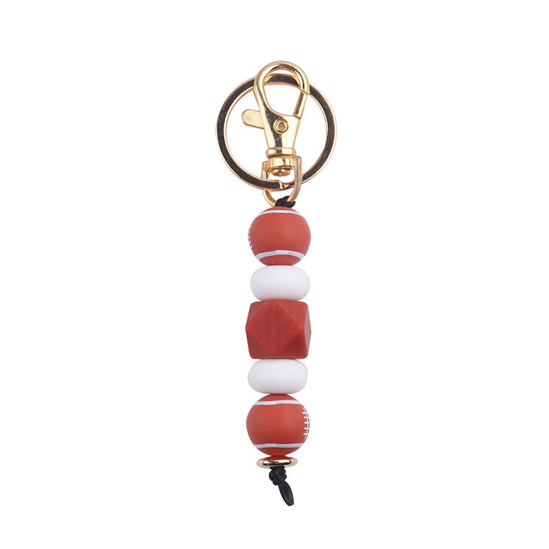 Wholesale Sports Basketball Football Soccer Silicone Beaded Lanyard Keychain